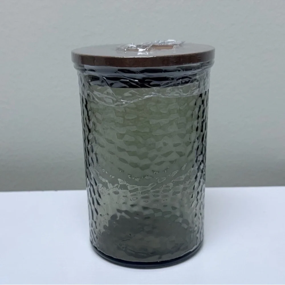 New! Target Bullseye Playground Taupe Hammered Glass Canister with Wooden Lid